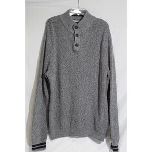 Tommy Hilfiger Henley Knit Sweater Gray LS Men's XXL Cotton Preppy Grandpa Core
